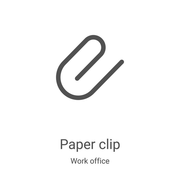 paper clip icon vector from work office collection. Thin line paper clip outline icon vector illustration. Linear symbol for use on web and mobile apps, logo, print media - Vector, Image