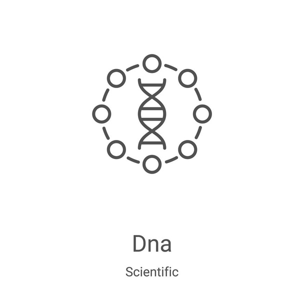 Bilimsel koleksiyondaki DNA ikonu vektörü. İnce çizgi DNA taslağı ikon vektör çizimi. Web ve mobil uygulamalarda kullanmak için doğrusal sembol, logo, yazdırma ortamı - Vektör, Görsel