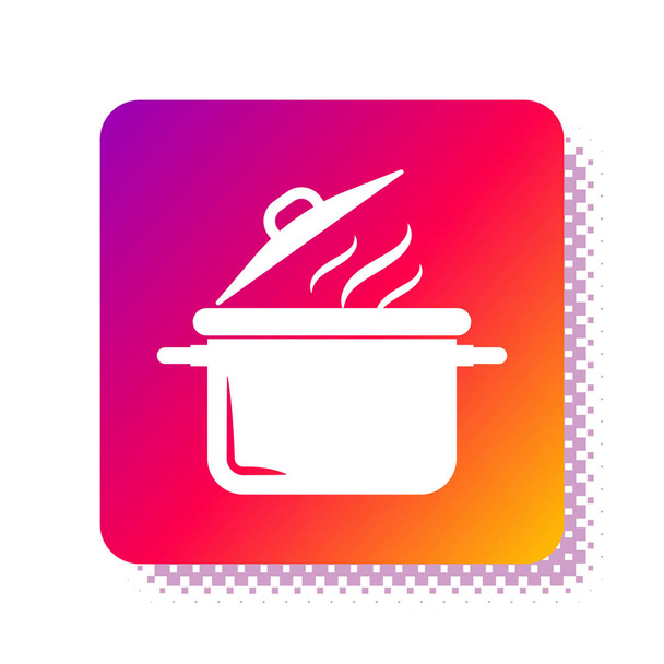 Witte kookpot pictogram geïsoleerd op witte achtergrond. Kook of stoofpot voedsel symbool. Vierkante kleur knop. Vector Illustratie - Vector, afbeelding