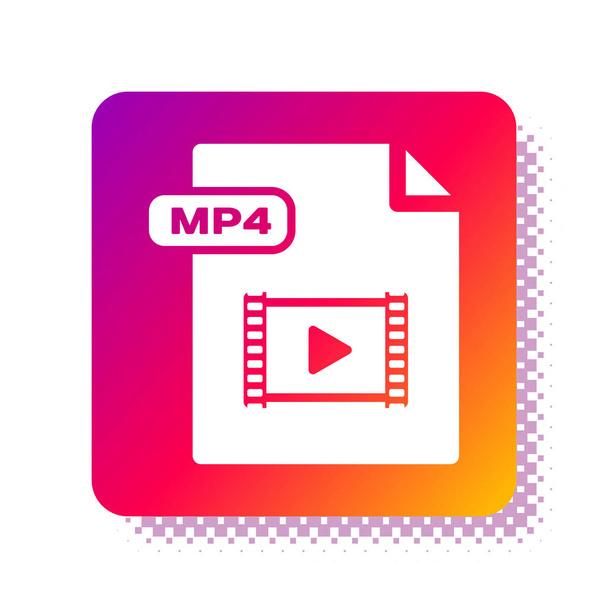 Wit Mp4 bestand document. Download mp4 knop pictogram geïsoleerd op witte achtergrond. Mp4 bestand symbool. Vierkante kleur knop. Vector Illustratie - Vector, afbeelding