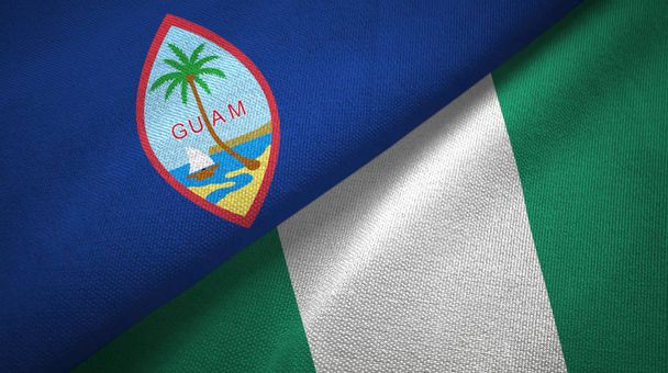 Γουάμ και Νιγηρία δύο σημαίες ύφασμα, υφασμάτινη υφή - Φωτογραφία, εικόνα