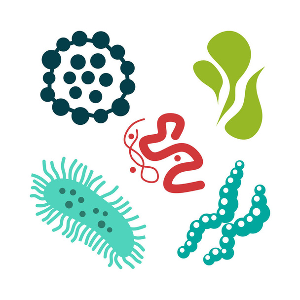 virus microscopici ingrossati, virus di diversi colori e ceneri
 - Vettoriali, immagini
