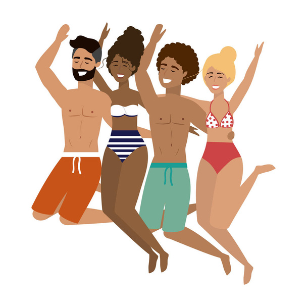 Boys and girls with summer swimwear design - Vector, Image