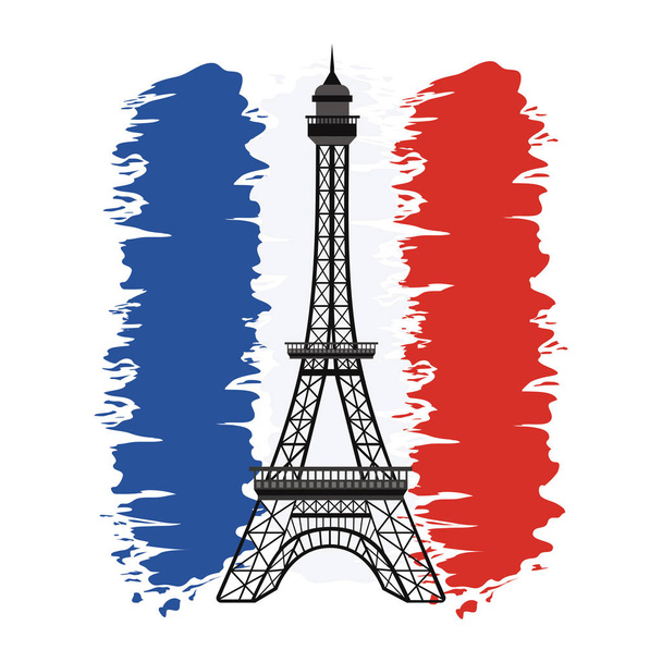france flag with eiffel tower celebration - Vector, Image