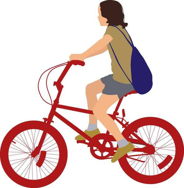 Niño montar en bicicleta
 - Vector, imagen