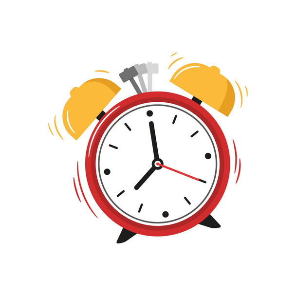 Red alarm clock colorful flat style vector illustration. - Vector, Image