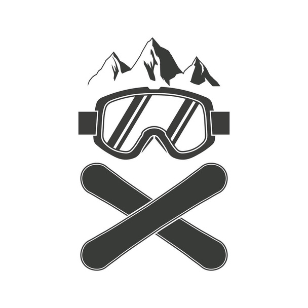 Óculos de snowboard design de logotipo extremo. Iluminação vetorial
. - Vetor, Imagem