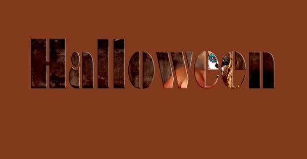 Halloween szöveg a boszorkány kép - Fotó, kép