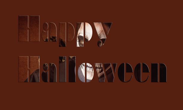 Boldog Halloween szöveg a Koponya smink Kép - Fotó, kép