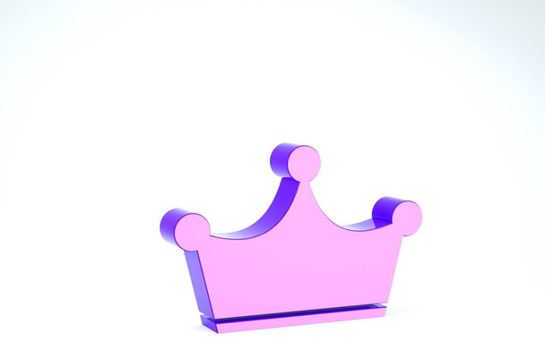 Purple Crown icon isolated on white background. 3d illustration 3D render - Photo, Image