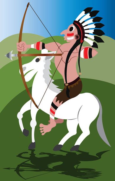 Plains Indian Warrior on Horseback - Vektor, obrázek