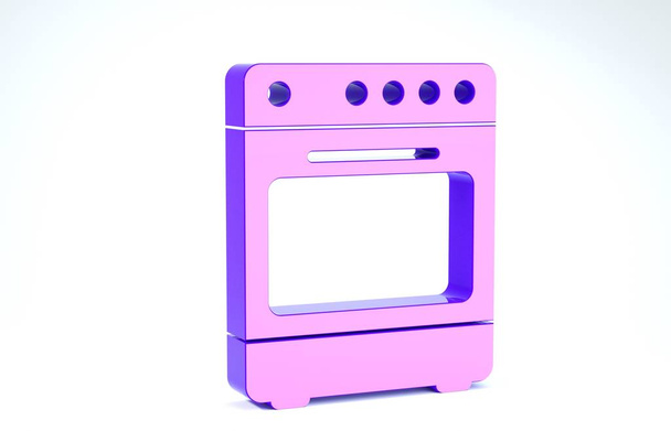 Purple Oven icoon geïsoleerd op witte achtergrond. Een gasovenbord. 3d illustratie 3d renderen - Foto, afbeelding