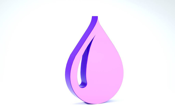 Violetti vesipisara kuvake eristetty valkoisella taustalla. 3d kuva 3D renderöinti
 - Valokuva, kuva