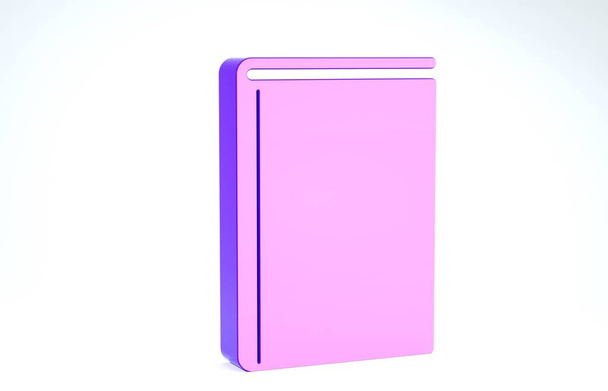 Icône Livre violet isolé sur fond blanc. Illustration 3D rendu 3D
 - Photo, image