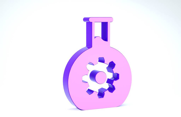 Purple Bioengineering icon isolated on white background. Element of genetics and bioengineering icon. Biology, molecule, chemical icon. 3d illustration 3D render - 写真・画像