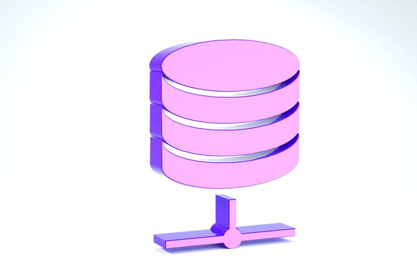 lila Server, Daten, Webhosting-Symbol isoliert auf weißem Hintergrund. 3D Illustration 3D Renderer - Foto, Bild
