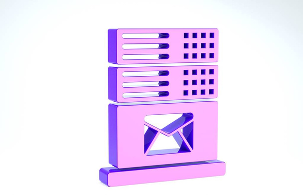Ikona Purple Mail serveru izolovaná na bílém pozadí. 3D ilustrace 3D vykreslení - Fotografie, Obrázek