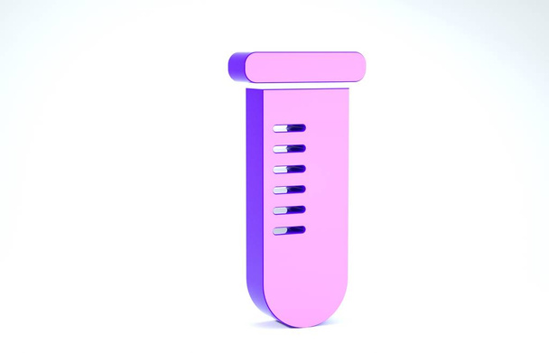 Purple Test tube or flask - icona di laboratorio chimica isolata su fondo bianco. Laboratorio, cartello scientifico in vetro. Illustrazione 3d rendering 3D
 - Foto, immagini