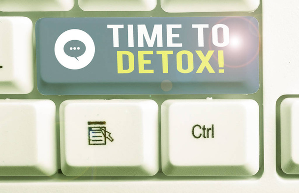 Conceptual hand writing showing Time To Detox. Business photo showcasing when you purify your body of toxins or stop consuming drug. - Photo, Image