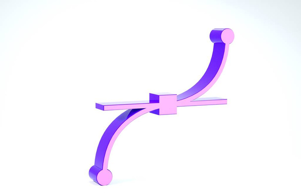 Icona curva viola Bezier isolata su sfondo bianco. Icona strumento penna. Illustrazione 3d rendering 3D
 - Foto, immagini