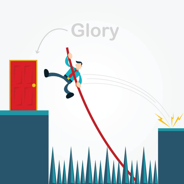 businessman crossing a dangerous abyss - Vector, Image