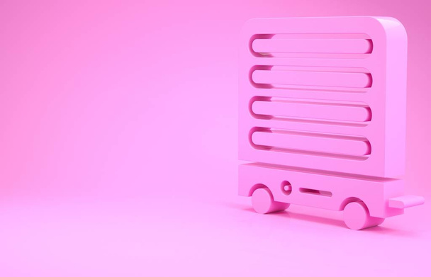 Pink Electric heater icon isolated on pink background. Infrared floor heater with remote control. House climate control. Minimalism concept. 3d illustration 3D render - Photo, Image