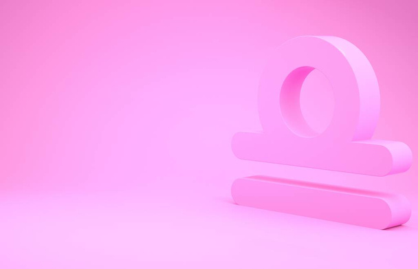 Icono de signo zodiacal Libra rosa aislado sobre fondo rosa. Colección de horóscopos astrológicos. Concepto minimalista. 3D ilustración 3D render
 - Foto, Imagen