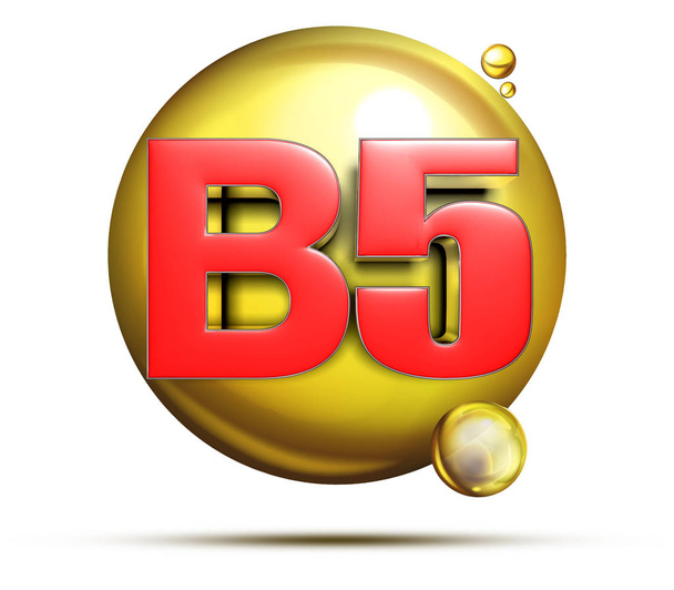 3D ilustrace Vitamin B5 na bílém pozadí. (s oříznutou cestou). - Fotografie, Obrázek