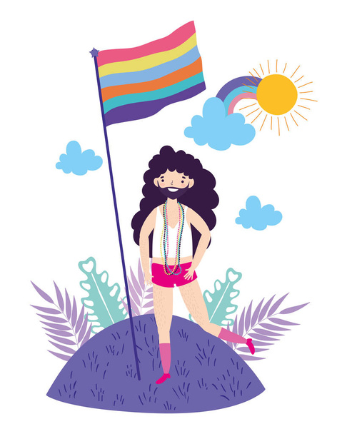 Man supporting lgtbi march design vector illustration - Vector, Image