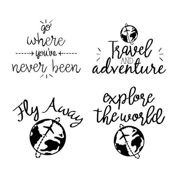 travel adventure set of calligraphy messsages font - Vecteur, image