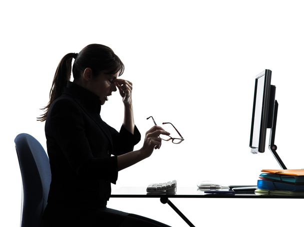 business woman headache tired silhouette - Foto, Imagem