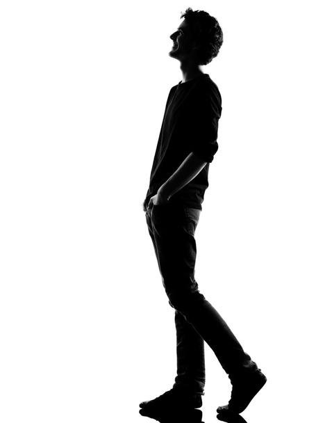 young man silhouette walking happy laughing - Photo, Image
