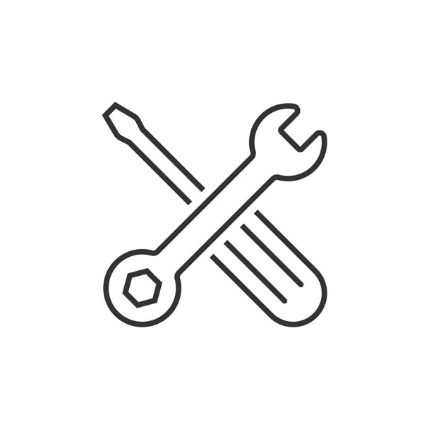 Llave y destornillador icono en estilo plano. Spanner clave vector il
 - Vector, Imagen