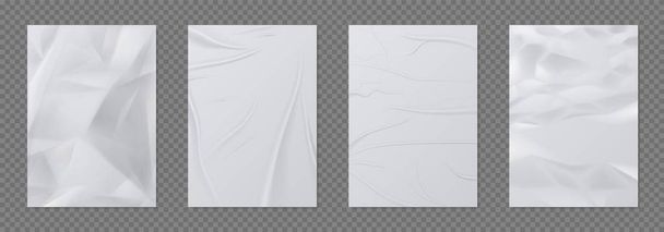 Papel arrugado. Hoja de papel arrugada, maqueta realista vacía para carteles y pancartas. Textura de papel Vector 3D A4 páginas
 - Vector, imagen