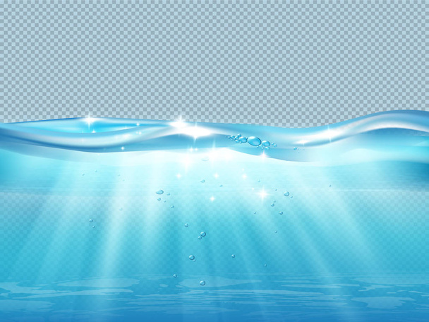 Víz alatti hullám Átlátszó összetétel - Vektor, kép
