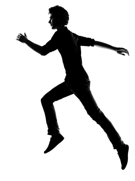 young man running silhouette - Zdjęcie, obraz