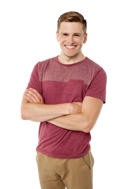 Stylish guy posing over white background - Фото, изображение