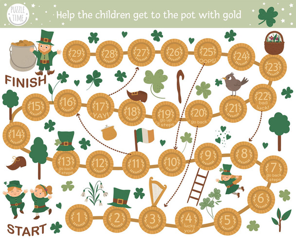 Saint Patrick���s Day adventure board game for children with spo - Vector, Image