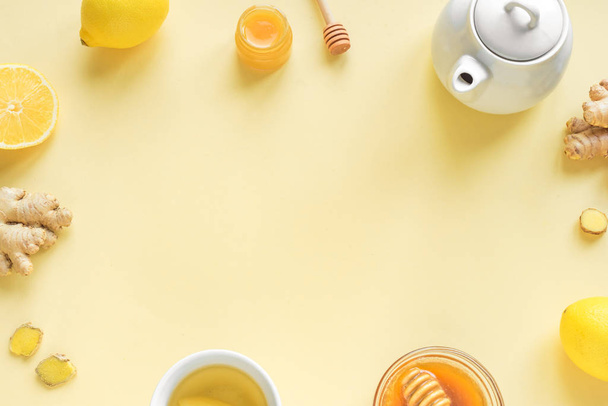 Ginger Lemon Tea with Honey - Valokuva, kuva