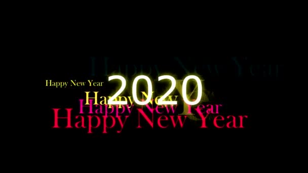 Mutlu yıllar 2020 Renkli gökkuşağı metni ve siyah izole edilmiş - Video, Çekim
