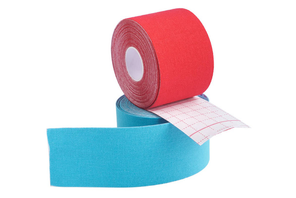 Stack of two rolls kinesiology tape for athletes isolated on white background. - Photo, Image
