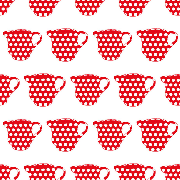 red and white dots milk jug seamless repeat pattern print background - Vector, Image