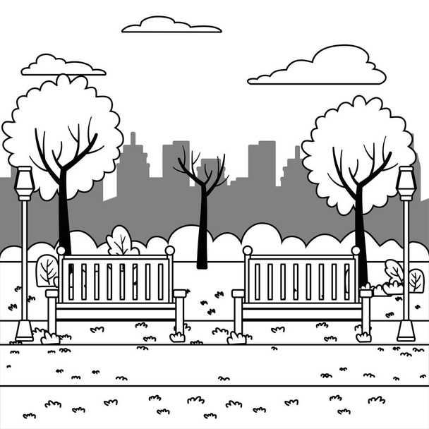 Пейзаж парку з дизайном дерев
 - Вектор, зображення