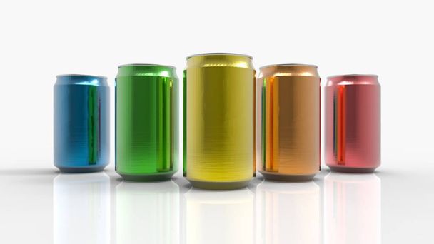 3d rendering of an aluminium soda can isolated in studio background - Photo, Image