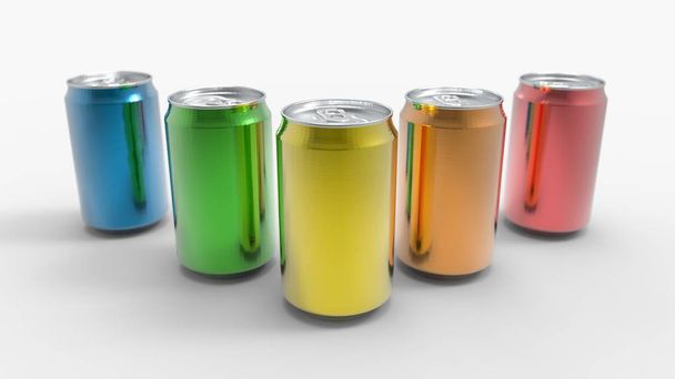 3d rendering of an aluminium soda can isolated in studio background - 写真・画像