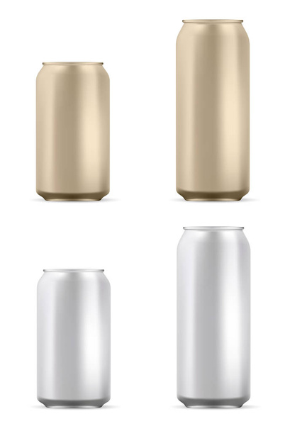 Aluminium Can Mockup. Bier, Soda Tin Blank geïsoleerd - Vector, afbeelding