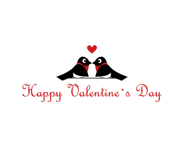 a pair of bullfinches in love on a branch. Valentines Day. vector - Vector, Imagen