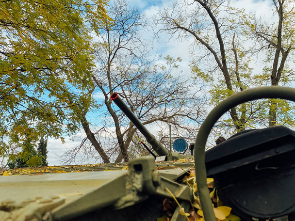 Vehículo blindado ruso con pistola en las armas forestales - Foto, imagen