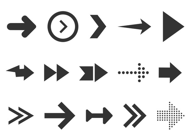 Flechas negras colocadas aisladas sobre fondo blanco. Colección para diseño web, interfaz, interfaz de usuario, etc.
. - Vector, Imagen