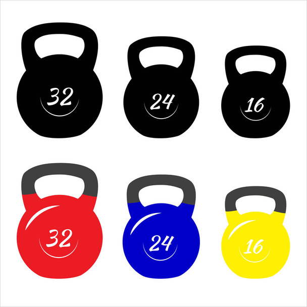 Collection of classic kettlebells isolated on white background. Fitness symbol. Vector illustration - Photo, Image